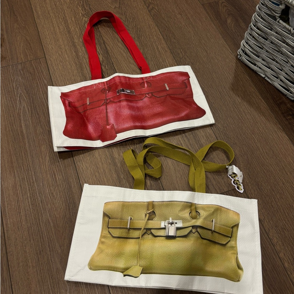 “The grocery bags”- Red and Yellow Tote Bags